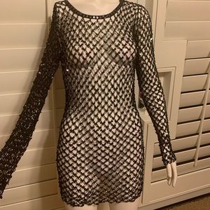 Mesh, sequined see through top